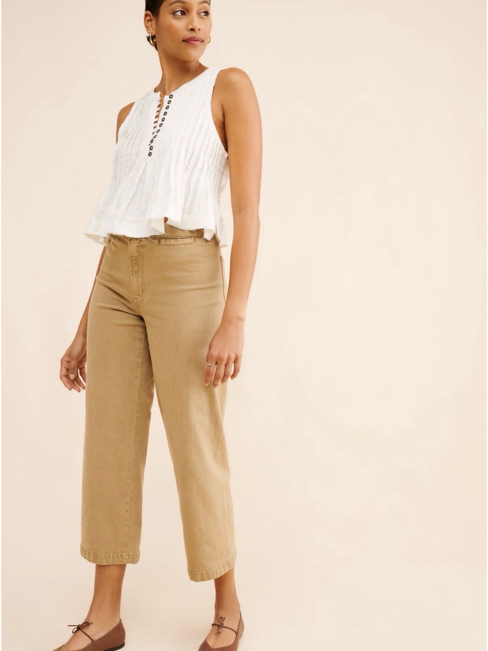 Madewell Emmett Garment Dye
Wide Leg Cropped Pants Neutral 27